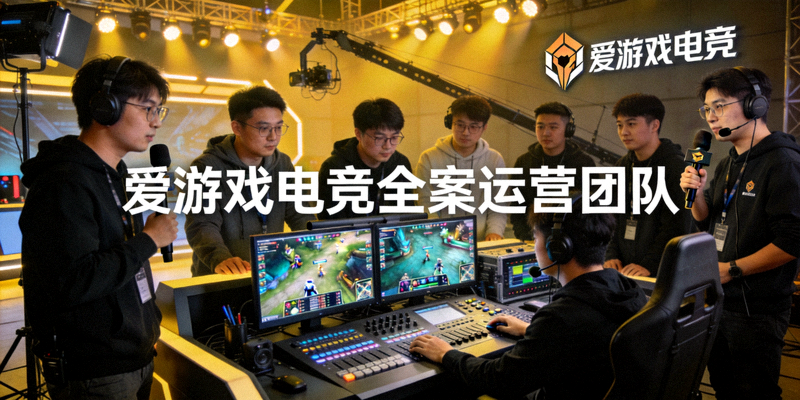 爱游戏电竞全案运营团队正在直播间进行赛事导播和内容转播工作的场景